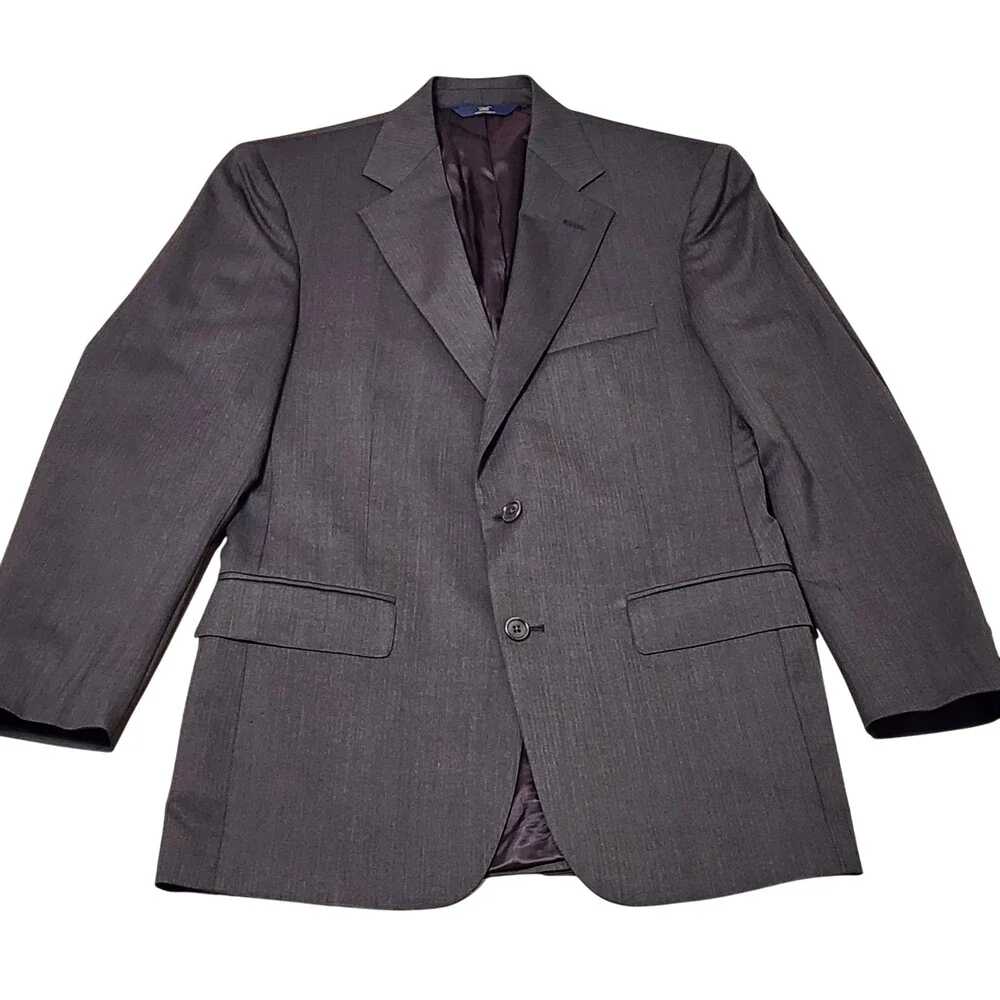 Brooks Brothers Sport Coat Mens 38 Gray Herringbone Tweed Stretch Two Button